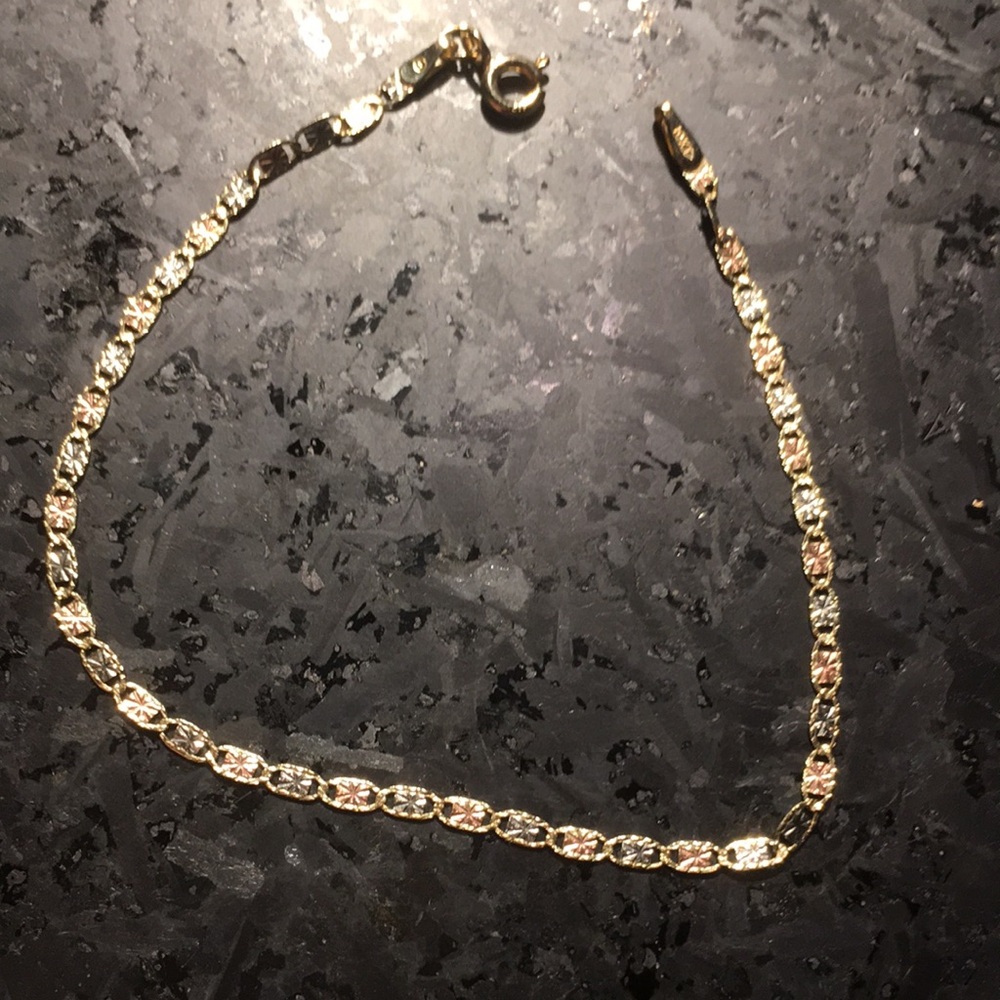 Solid gold and rose gold bracelet - dainty lightweight